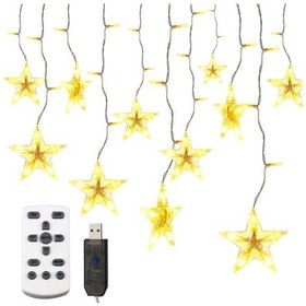 Resim Mufunye Twinkle Star 94 Led Perde Işığı Usb Işık Dizisi Ir Uzaktan Kumandalı 8 Yanıp Sönen Mod Sıcak Beyaz Dekorasyon Pencere Aydınlatması Noel Düğün Partisi Ev Dekorasyonu İçin Diğer 