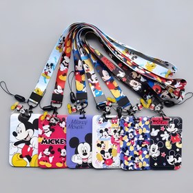 Resim Renkli Karikatür Tasarımları ile Funky Mickey Baskılı ABS Lanyard Kimlik Kartı Tutucu - İş, Ulaşım, Otobüs ve Belge Kartları için Mükemmel, Sevimli Kart Tutucu 