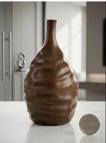 Resim Dalgalı Model El Yapımı Özel Seri Testi Modeli Seramik Vazo 30 Cm Kahverengi 