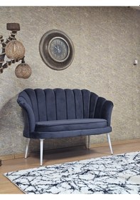 Resim Zafir İkili İstiridye Beyaz Boyalı Sivriltme Ayak Çay Seti Koltuk Tekli Berjer , İkili Berjer Koltuk Füme 