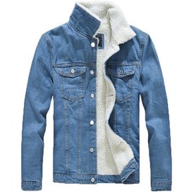 Resim Oliggopol Blue Fashion Içi Kürklü Slim Fit Erkek Kot Ceket(350531814) 