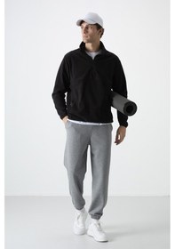Resim Tommy Life Siyah Yarım Fermuarlı Sweatshirt Slim Fit Dik Yaka Erkek Polar - 87891 Siyah 