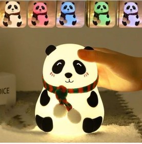 Resim 5 Farklı Renk Modlu Panda Figürlü Pofuduk Led Gece Lambası-yumuşak Dokulu Çocuk Odası Ve Dekoratif Şarjlı Ortam Işığı 5496 Çok Renkli 