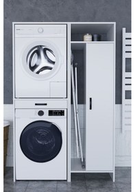 Resim Lora Çamaşır Makinesi Dolabı Çok Amaçlı Dolap Beyaz Beyaz 