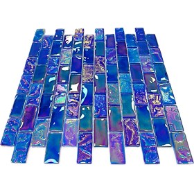 Resim Tüm Yüzeyler Için 23X48MM. Blue Mix, 30X30 Fileli Kristal Cam Mozaik (11 File = 1 M2 Fiyatı.) 