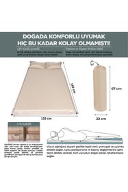 Resim RELAXUS Çift Kişilik Kendiliğinden Şişen Kamp Yatağı – Entegre Yastıklı, Pompa Hediyeli | Taşınabilir 