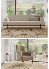 Resim Modalife Linen 3+1 Salon & Oturma Odası Koltuk Takımı Krem - Kahve 