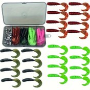 Resim 42 Parça Premium Yumuşak Balıkçılık Yem Seti, Kurşun Jig Başlıklı - Karışık Renkler, PVC Malzeme, Tatlısu & Tuzlu Su Balıkçılığı için Gerçekçi Yapay Yem, Saklama Kutusu Dahil 