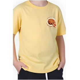 Resim Panios Kids Basketball Baskılı Erkek Çocuk Kısa Kollu Tişört Sarı 