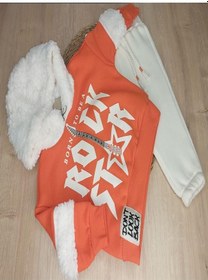 Resim 2'li Erkek Bebek Çocuk Şardonlu Kapüşonlu Takım-714 Turuncu 