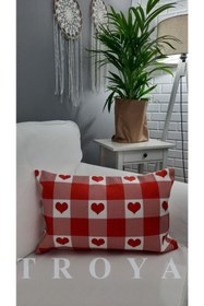 Resim TROYA Sevgililer Günü Desenli Berjer Yastık Kırlent Kılıfı Pillow 