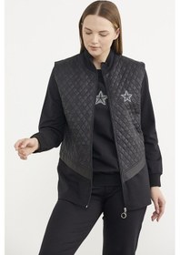 Resim Kapitone Yelekli Üçlü Eşofman Takım - Siyah 001 