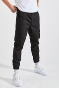 Resim Tarz Cool Erkek Siyah Slim Fit Kargo Cep Likralı Pantolon 