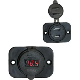 Resim Shuivan Shuıvan Ikili USB Söketi + Voltmetre Göstergeli Kapaklı 