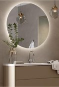 Resim Narkissos Dizayn 80 Cm Beyaz Ledli Yuvarlak Banyo Aynası/ Makyaj Aynası/ Trafolu 