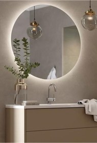 Resim Narkissos Dizayn 80 Cm Beyaz Ledli Yuvarlak Banyo Aynası/ Makyaj Aynası/ Trafolu 
