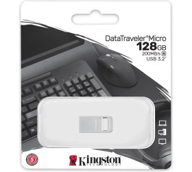 Resim Kingston DTMC3G2-128GB DataTraveler Micro 200MB-s Metal USB 3.2 Gen 1 Flash Bellek 