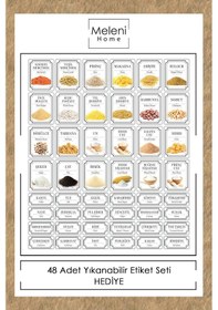 Resim Meleni Home 18'li Set Kapaklı Kare Erzak Saklama Kabı Antrasit 6x 0,50 Lt-1,10 Lt -1,70 Lt Etiketli Baharatlık 