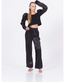 Resim Zekids Kız Çocuk Saten Pantolon-13472-siyah Siyah 