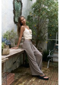 Resim Mai Collection Mai Studios Co. Mahoney Füme Keten Palazzo Pantolon Füme 