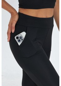 Resim Lesa Wear Yüksek Bel Flare Comfort Çift Cepli Toparlayıcı İspanyol Paça Pantolon Siyah 