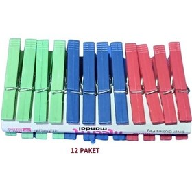 Resim 12 Adet 24 Lü Plastik Mandal Çamaşır Mandalı 12 Adet 