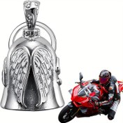 Resim 1pc Vintage Muhafız Melek Motosiklet Zili, Paslanmaz Çelik Koruyucu Mücevher ile Askı Tutucusu, Şanslı Barış Müjdecisi Binici Zili Anahtarlık 