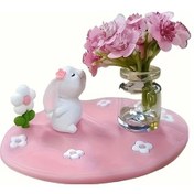 Resim Fochsia Kırmızı Araba Dekoru 4lü Set Sevimli Kedi Ve Tavşan Lastik Heykel Vazo Çiçeklik 