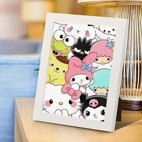 Resim 1 Adet Sanrio My Melody 5D DIY Elmas Boyama Seti, 16.99x22.0 cm, Çerçeveli Tam Yuvarlak Elmas Sanat - Yaratıcı Ev Dekoru ve Masaüstü Sergileme Kiti 