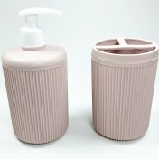 Resim Royaleks Plastik Sıvı Sabunluk ve Diş Fırçalık Set Renk Pudra 
