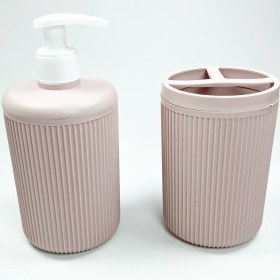 Resim Royaleks Plastik Sıvı Sabunluk ve Diş Fırçalık Set Renk Pudra 