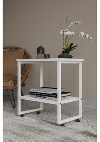 Resim Argimo Legno Metal Baş Ucu Komodin Beyaz-beyaz Ahşap 