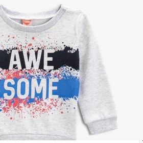Resim Koton Awesome Baskılı Sweatshirt Bisiklet Yaka Kar Melanj 2ymb18810ok Gri Melanj 