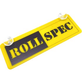 Resim Oto Aksesuarcım Roll Spec Yazılı Sarı Dekor Plaka Vantuzlu Cam Süsü 22x7.5cm 