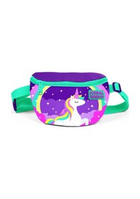 Resim Coral High Kids Mor Su Yeşili Unicorn Desenli Bel Çantası 22491 Mor 