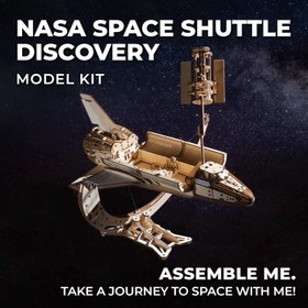Resim NASA Uzay Mekiği Discovery Modeli, 3D Ahşap Bulmaca, 1:96 Ölçekli Uzay Mekiği Modeli 