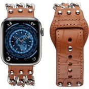 Resim Hakiki Deri Erkek Tarzı Saat Kordonu iOS Uyumlu Watch Serisi 9-8-7 41mm / Se 3-se 2-6-se-5-4 40mm / 3-2-1 38mm 