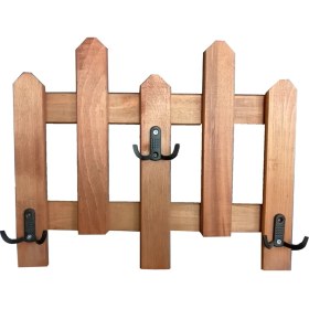 Resim Apak Ahşap Dekoratif Çit Modeli 3 Askılı Metal Askı 