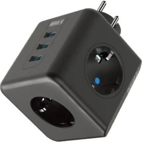Resim Petinka Petinka® Isıya Dayanıklı Termal Akım Korumalı ve Çocuk Korumalı 3 Priz Girişli 3 USB Girişli Küp Priz 