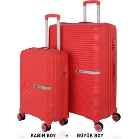 Resim Mçs Bavul Büyük Ve Kabin 2li Set Kırılmaz Silikon Valiz V374 Mercan Mercan 