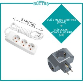 Resim Viko 3'lü Beyaz Grup Priz + Gri Yonca Plus Golyat 