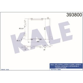 Resim KALE Klima Kondenseri Astra G-zafıra 98-02 1.7dtı-1.7cdtı-2.0dı-2.0dtı-2.2dtı Al/al 425×400×18klr-393800 