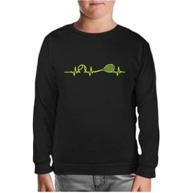 Resim Tenis - Heartbeat Siyah Çocuk Sweatshirt Siyah 