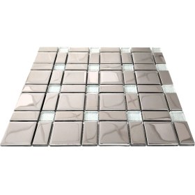 Resim MozaiKristaL Mutfak Tezgah Arası ve Iç Dekorasyon Için Cam Kristal Mozaik. Renk: Gümüş Krom Mix . Cam Ölçüleri: 23X23X48X48 Mm. File Ölçüsü: 30X30 Cm. ( 1 Koli = 11 File Karo = 1 M2 Fiyatıdır ) 