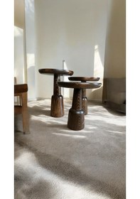 Resim Wood Ahşap 3 Lü Set Ürgüp Mantar Yan Sehpa Konik / Ceviz Renk 