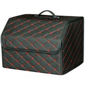 Resim Cbtx 10006 Araç Bagajı Düzenleme Kabı Katlanabilir Deri Saklama Kutusu, Orta Boy - Siyah+kırmızı Çizgi 