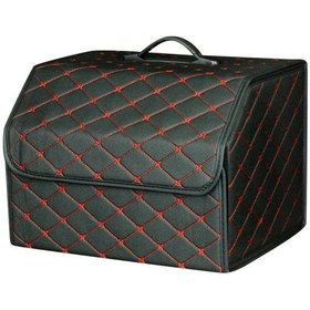 Resim Cbtx 10006 Araç Bagajı Düzenleme Kabı Katlanabilir Deri Saklama Kutusu, Orta Boy - Siyah+kırmızı Çizgi 