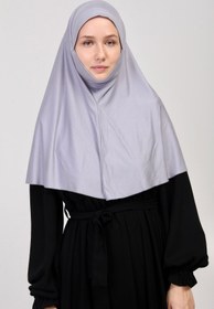 Resim manolyaşal islamic hijab Pratik Eşarp Peçeli-peçesiz Hazır Türban Sufle Gri 