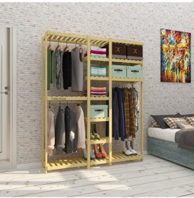 Resim Tres Espejo - Açık Ahşap El Yapımı Elbise Dolabı Tornavida - Matk 