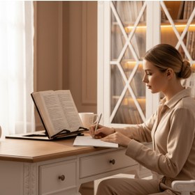 Resim Vigo Wood Kitap Okuma Standı Okuma Sehpası Yemek Kitabı Tutacağı Ahşap Kitap Okuma Sehpası Kuran Okuma Rahlesi 